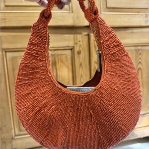 Zara orange small hobo beaded bag
